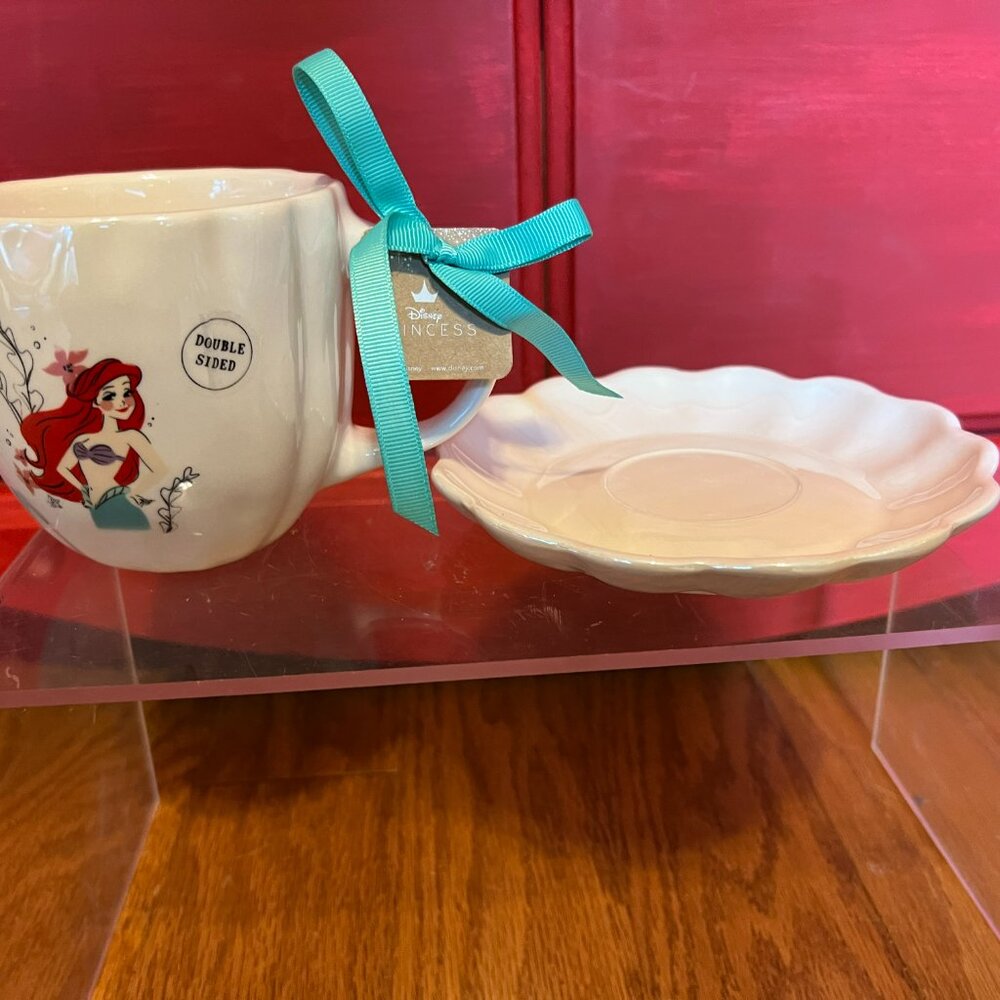 NWT Rae Dunn Disney Ariel cup and scalloped saucer The Little Mermaid